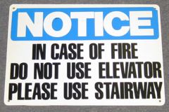 Sign-Notice If Fire No Elevator-Stair, stock number S-2393