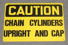 Sign-Caution Chain Cylinder Up + Cap, stock number S-2408
