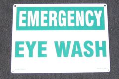 Sign-Emergency eye wash, stock number S-2486
