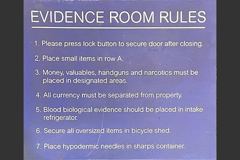Sign-Evidence Room Rules, stock number S-2859