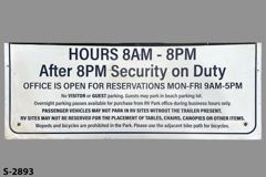 Sign-Hours 8am - 8pm, stock number S-2893