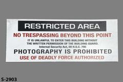 Sign-Restricted Area-No Trespassing Beyond This Point-Photo, stock number S-2903