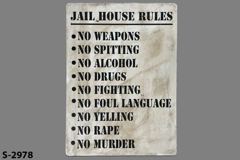 Sign-Jail House Rules, stock number S-2978