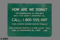 Sign-How Are We Doing? For Commendations Or Complaints About Your, stock number S-3007