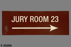 Sign-Jury Room 23 -------->, stock number S-3028a