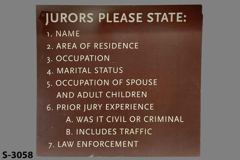 Sign-Jurors Please State, stock number S-3058