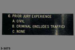 Sign-6. Prior Jury Experience A. Civil B. Criminal, stock number S-3073