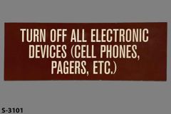 Sign-Turn Off All Electronic Devices, stock number S-3101